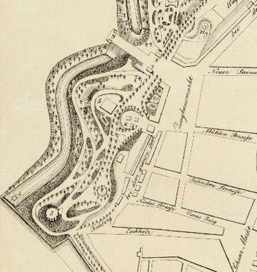 Grundriss des Hamburgischen Walles und der daran gränzenden Strassen. gez. C. A. Schwarz. Hamburg 1834 (Ausschnitt. Quelle: Staats- und Universitätsbibliothek Hamburg)