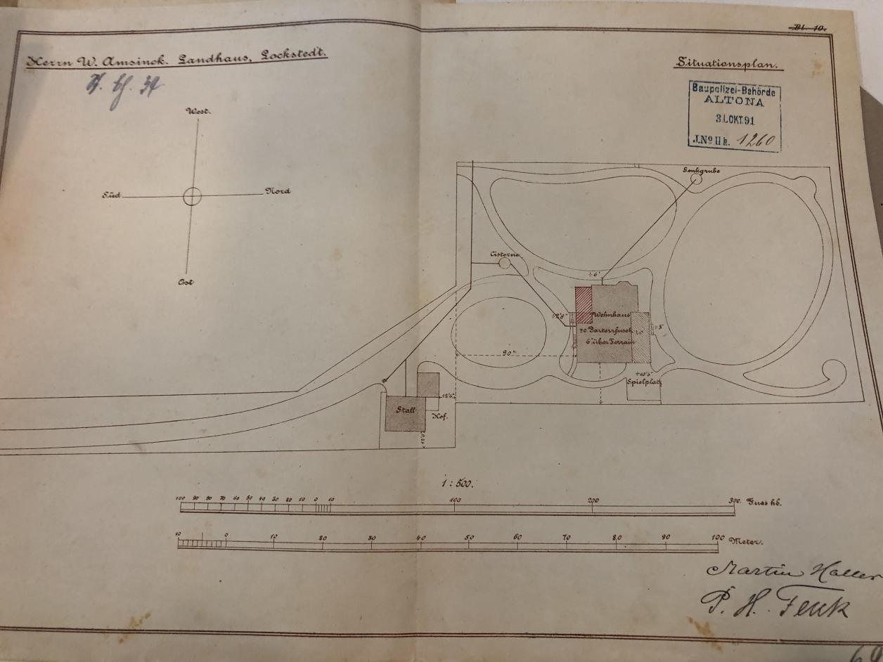 Historischer Plan "Villa Burchard" und Kutscherhaus, Foto: Christina Pohl