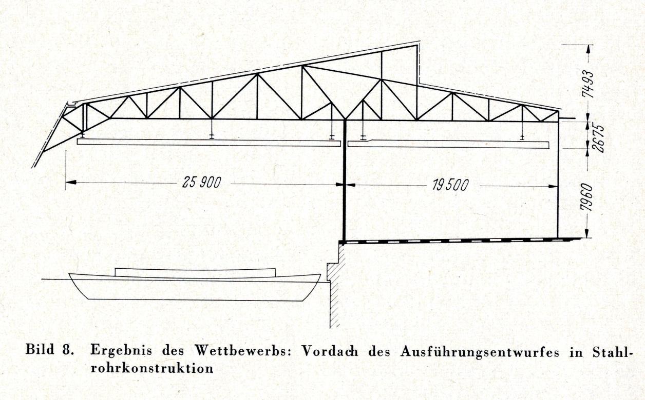 Schnitt Vordach, Quelle: Zeitschrift 'Stahlbau' 1967, S. 259